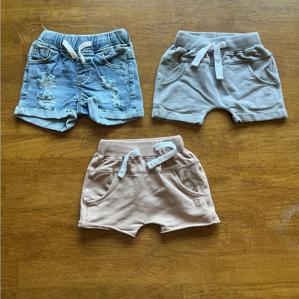 Little Bipsy Kids Shorts Trio - Blue, Gray, Tan